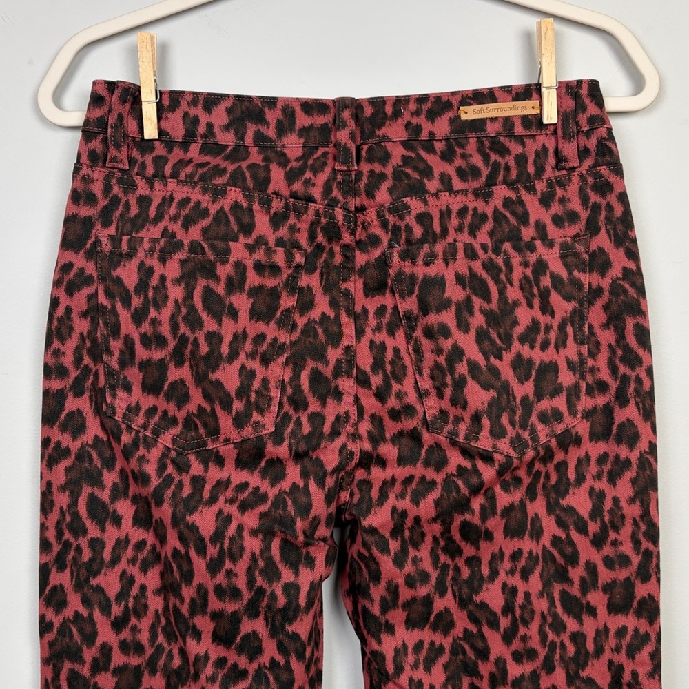 Soft Surroundings The Ultimate HR Leopard Print Skinny Jeans Black Burgundy SZ 6 - Picture 7 of 10